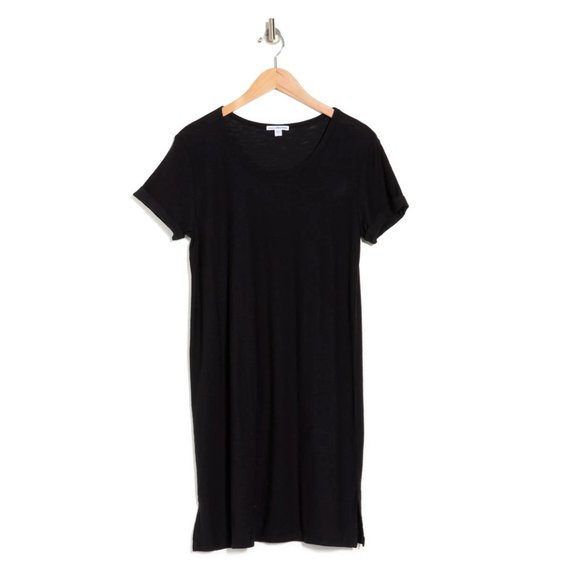 NWT James Perse Rolled Sleeve Black T-Shirt Dress- Size 1 (Fits 0-2) - Picture 3 of 3